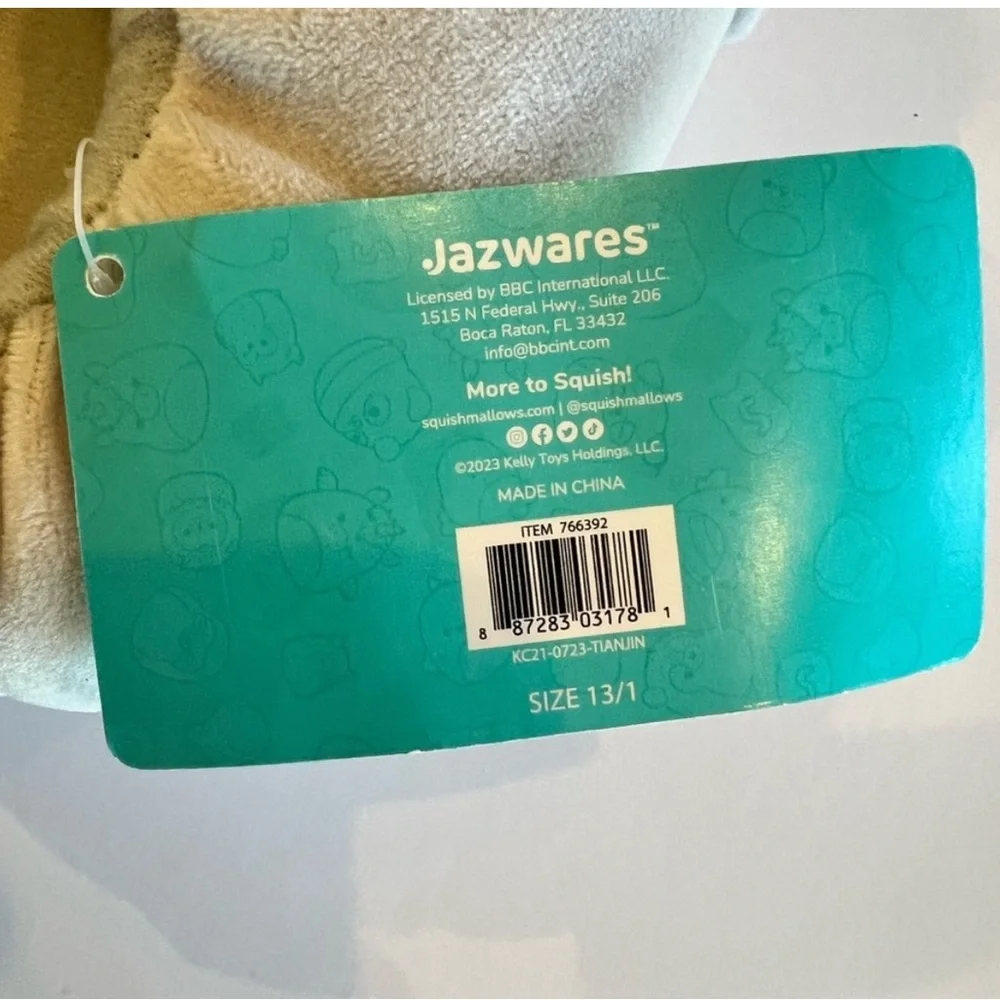 NWT Squishmallows Gift Set 12” Mila Elephant Slippers Sz 13/1 Kids Shoe Size